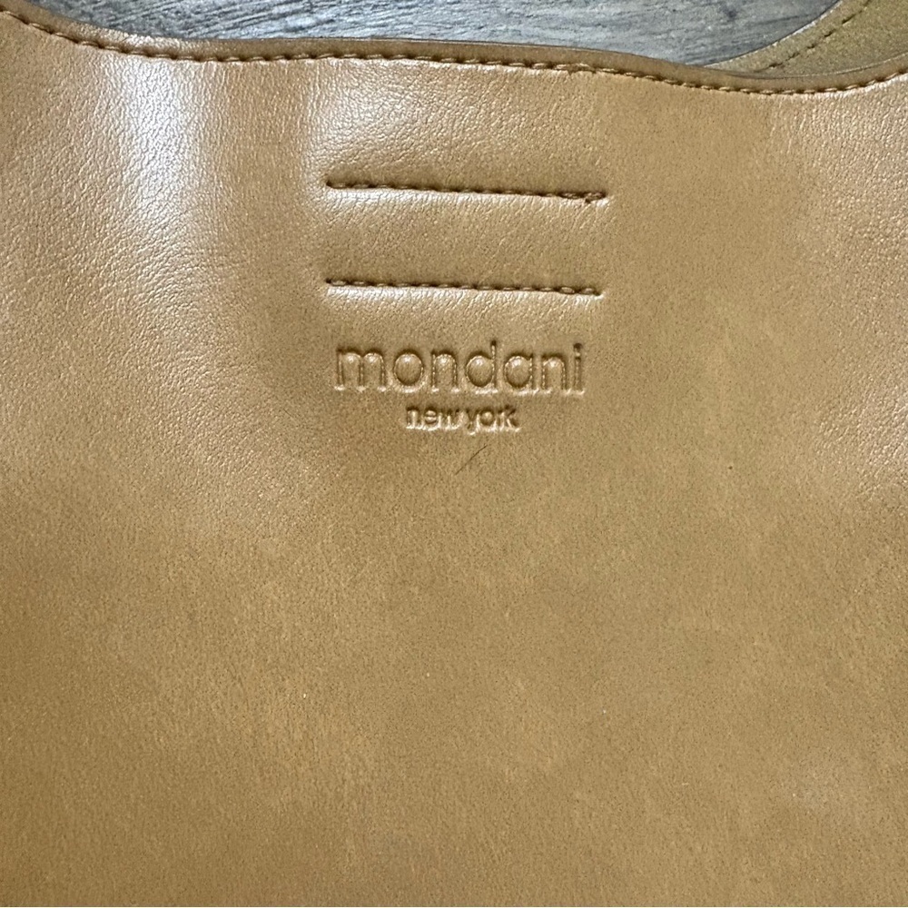 Mondani New York Purse Bag Faux Leather Light Brown Cut Out Design Classic 90s - Picture 2 of 9